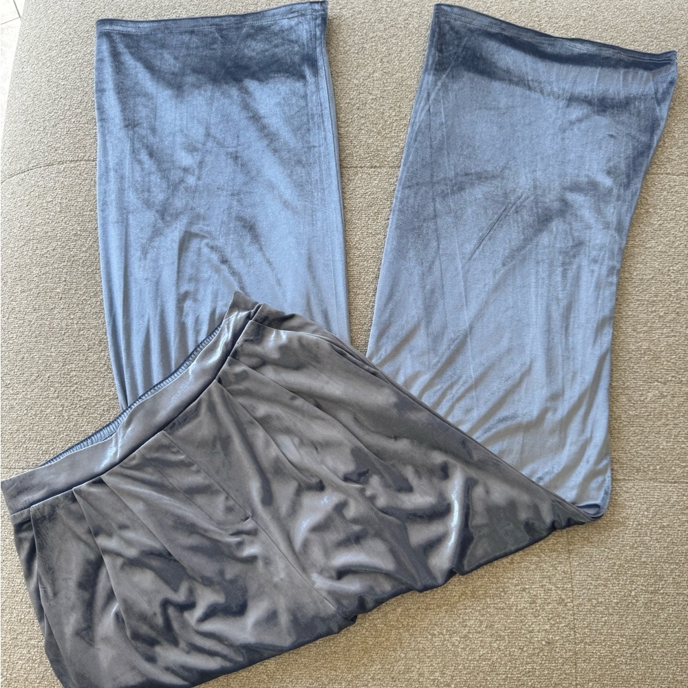 Christian Lacroix Velvet Wide Leg Pants with Built-In under pants – Blue Gray - Picture 5 of 5